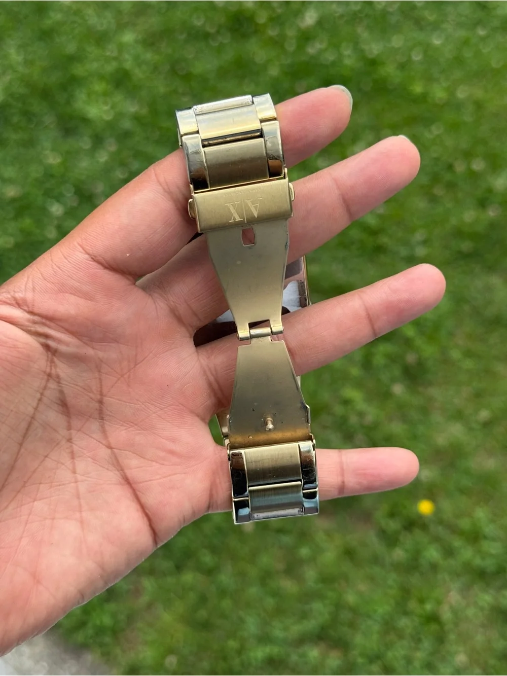 Armani Exchange Gold-Tone Square Bracelet Watch Mens